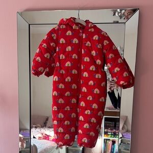 Stella McCartney Kids Red Snowsuit with Rainbow Accents